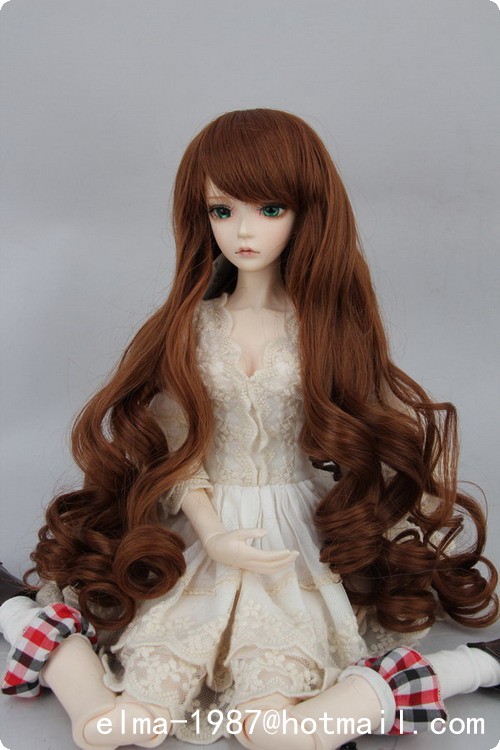 Heat resisting Fiber brown wig for 1/3,1/4,1/6 bjd doll - Click Image to Close